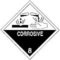 Hazard Class 8 Corrosive Warning Stickers